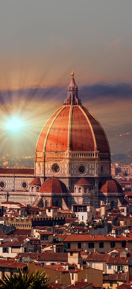 The bronze gnomon hole (bronzina) at the base of Brunelleschi's dome in Florence Cathedral, 90 metres above the floor