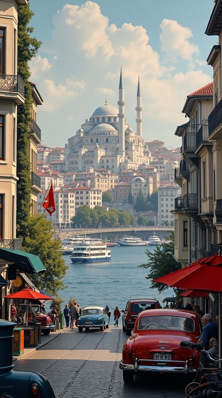 The magnificent Blue Mosque in Istanbul at dusk with its famous six minarets illuminated against the evening sky