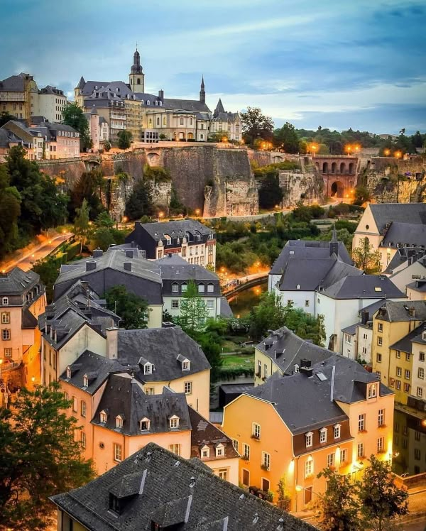 The dramatic panorama of Luxembourg City with its ancient ramparts, the Alzette gorge and the UNESCO-listed Old Town