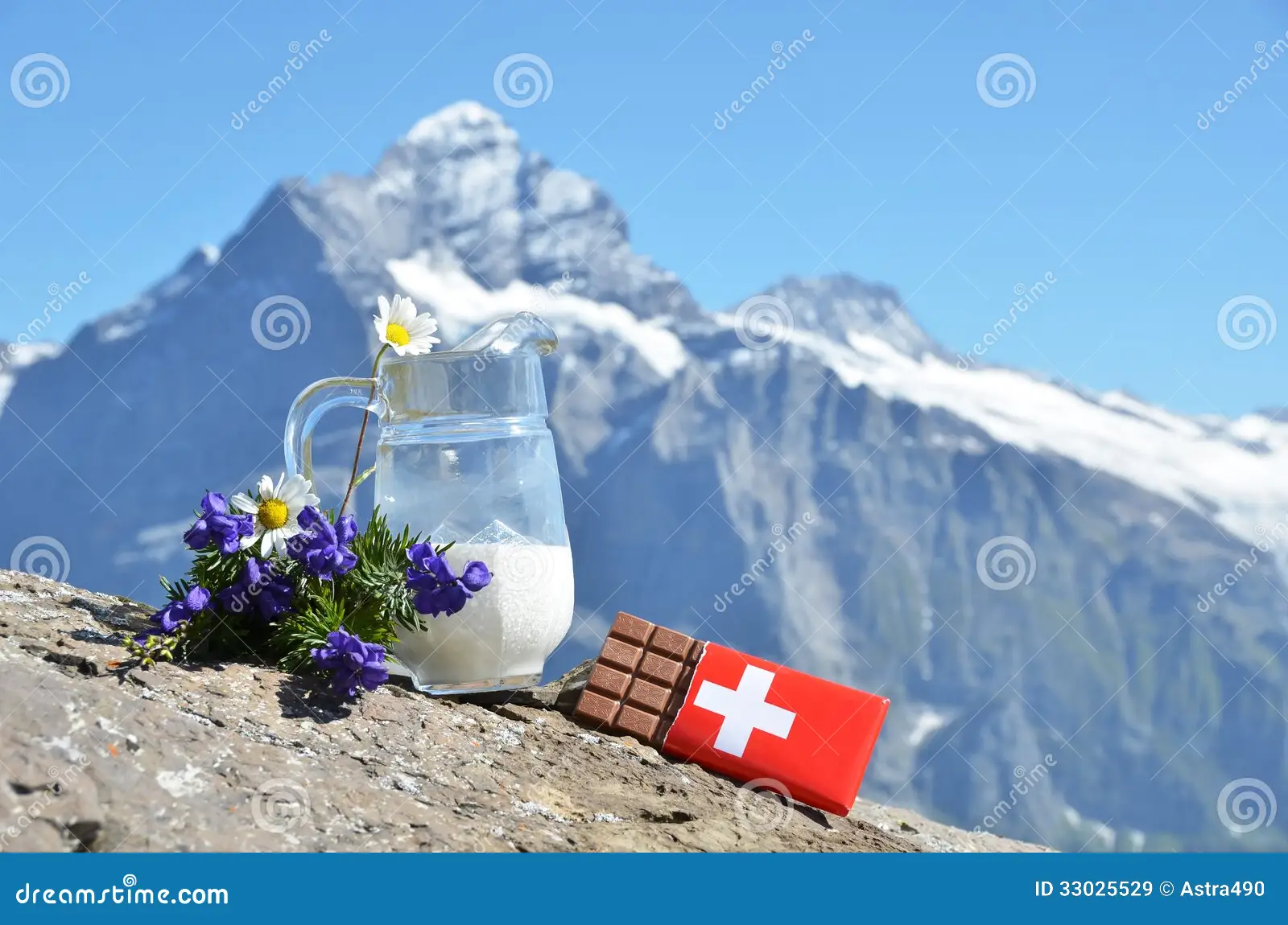 Traditional Swiss food and the Alpine landscape of Switzerland
