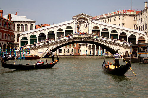Venice at golden hour, the canals and palaces of the floating city