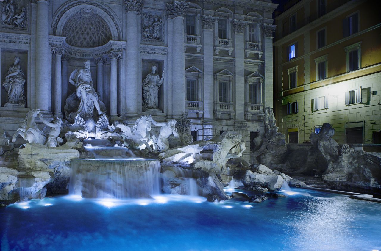 The Trevi Fountain in Rome at night — the most famous fountain in the world
